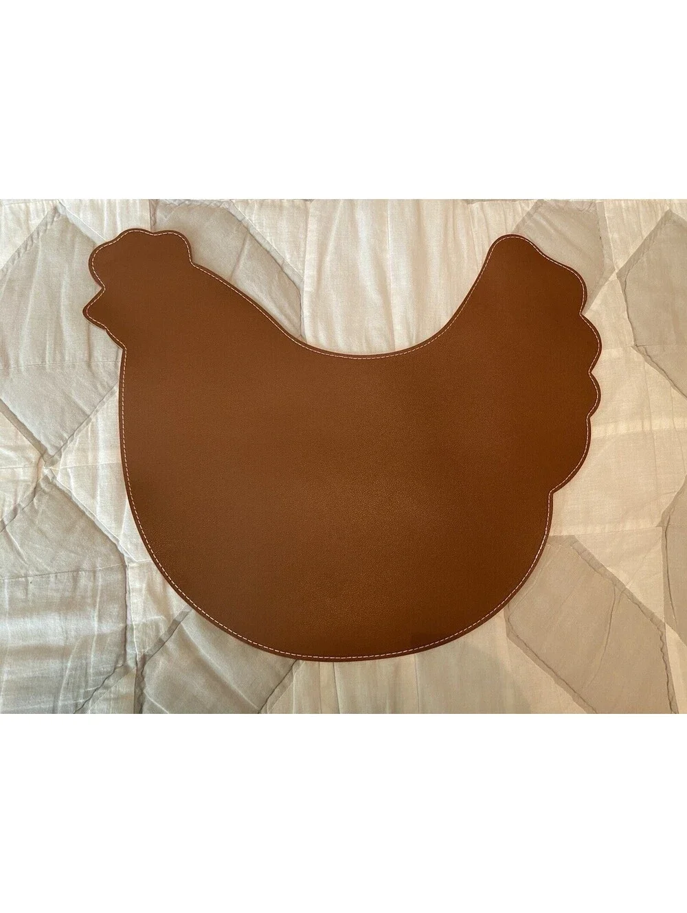 Brown Rooster Chicken Placemat Vinyl Faux Leather 18 Inches NEW